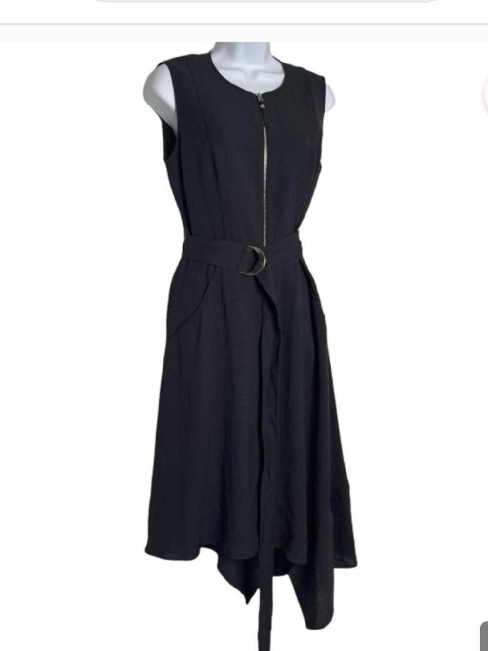 Size L Lafayette 148 Sleeveless Belted A-Line asymmetrical midi Dress